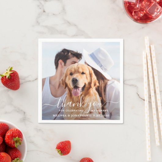 カスタム写真エレガントありがとうありがとう結婚さん スタンダードカクテルナプキン (インサイチュ)