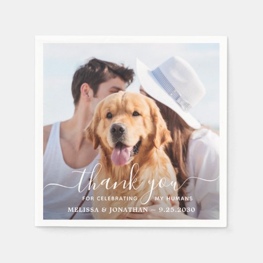 カスタム写真エレガントありがとうありがとう結婚さん スタンダードカクテルナプキン (正面)