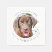 カスタム写真エレガントダスティブルーペットドッグ結婚ズ スタンダードカクテルナプキン (正面)