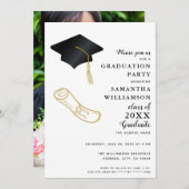 カスタム写真エレガントモダン卒業 招待状 (正面/裏面)