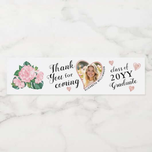 カスタム写真エレガント卒業 ペットボトルラベル (シングルラベル)