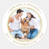 カスタム写真エレガント金ゴールド結婚の ラウンドシール (正面)