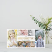 カスタム写真エレガント金ゴールド5コラージュフォトカード シーズンカード (スタンド正面)