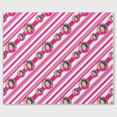 カスタム写真カスタムロゴ赤と白キャンディ ラッピングペーパー (フラット)