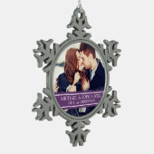 カスタム写真カップルのクリスマスの最初の装飾品 スノーフレークピューターオーナメント (左)