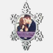 カスタム写真カップルのクリスマスの最初の装飾品 スノーフレークピューターオーナメント (右)