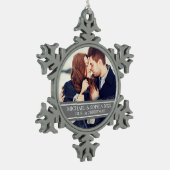 カスタム写真カップルのクリスマスの最初の装飾品 スノーフレークピューターオーナメント (左)