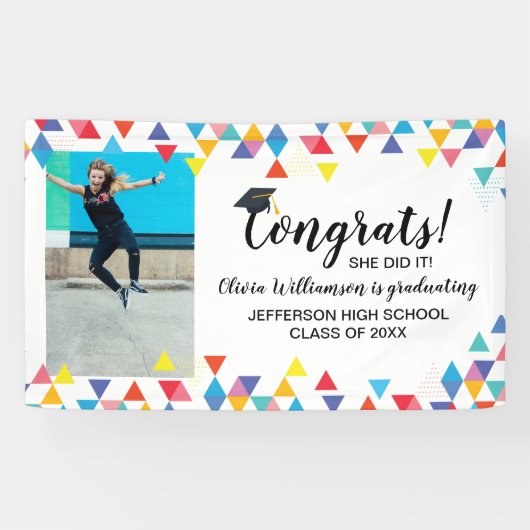 カスタム写真カラフルおめでとう卒業会 横断幕 (横)