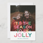 カスタム写真カラフルクリスマスソング引用文 シーズンカード (正面)