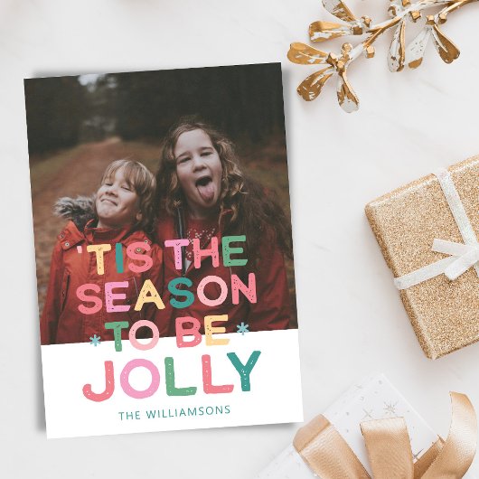 カスタム写真カラフルクリスマスソング引用文 シーズンカード