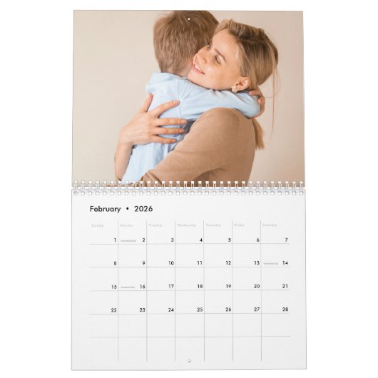 カスタム写真カレンダー |編集可能な年文字 カレンダー (2月 2026)