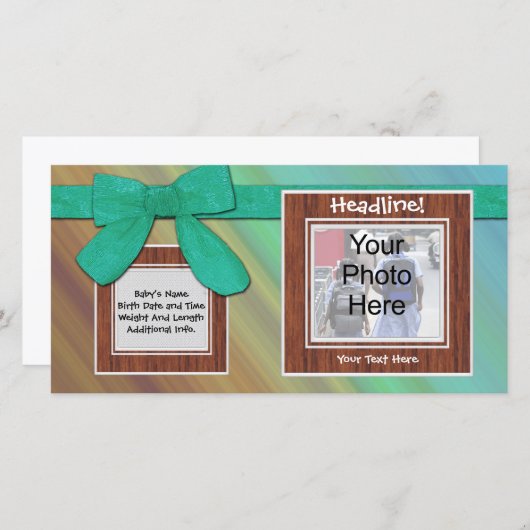 カスタム写真カード、誕生日または出産のお知らせ 案内状 (正面/裏面)
