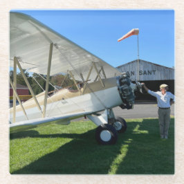 カスタム写真ギフト、パイロット、飛行機、父の日 ガラスコースター