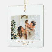 カスタム写真クリスマスのミニマルシンプルリスト セラミックオーナメント (左)