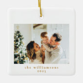 カスタム写真クリスマスのミニマルシンプルリスト セラミックオーナメント (正面)