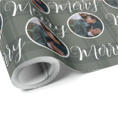 カスタム写真クリスマスめでたいクリスマス | プレイド ラッピングペーパー (ロールコーナー)