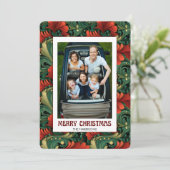 カスタム写真クリスマスアールヌーボー花柄 シーズンカード (スタンド正面)