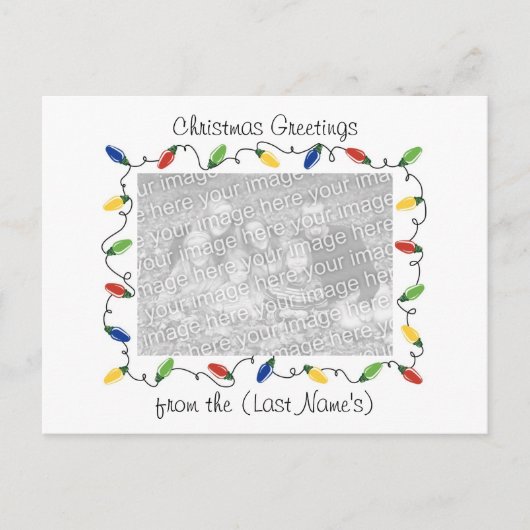 カスタム写真クリスマスカード – クリスマスライト シーズンポストカード (正面)