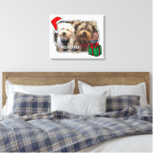 カスタム写真クリスマスサンタハットペットホホホホホ キャンバスプリント (インサイチュ (寝室))