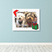 カスタム写真クリスマスサンタハットペットホホホホホ キャンバスプリント (インサイチュ (ウッドフロア))