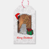 カスタム写真クリスマスサンタハットペットホホホホホ ギフトタグ (正面)