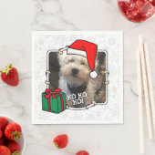 カスタム写真クリスマスサンタハットペットホホホホホ スタンダードランチョンナプキン (インサイチュ)