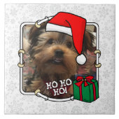 カスタム写真クリスマスサンタハットペットホホホホホ タイル (正面)