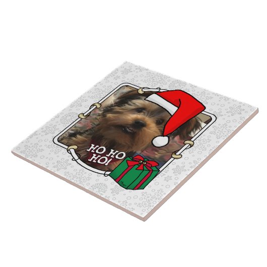 カスタム写真クリスマスサンタハットペットホホホホホ タイル (側面)