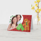 カスタム写真クリスマスジンジャーブレッドマン全Love体 カード (黄色い花)