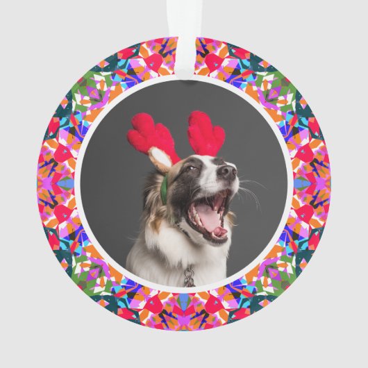 カスタム写真クリスマスドッグマムームパパカラフル オーナメント (裏面)