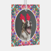 カスタム写真クリスマスドッグマムームパパカラフル ガラスオーナメント (正面右)