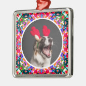 カスタム写真クリスマスドッグマムームパパカラフル メタルオーナメント (左)