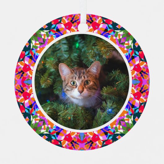 カスタム写真クリスマスドパミンカラフルデコール メタルオーナメント (正面)