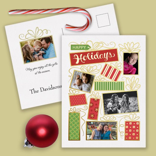 カスタム写真クリスマスプレゼント実在フォイル 箔シーズンポストカード