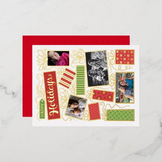 カスタム写真クリスマスプレゼント実在フォイル 箔シーズンポストカード (正面/裏面)