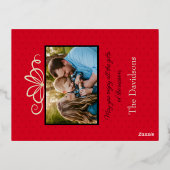 カスタム写真クリスマスプレゼント実在フォイル 箔シーズンポストカード (裏面)