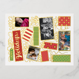 カスタム写真クリスマスプレゼント実在フォイル 箔シーズンポストカード