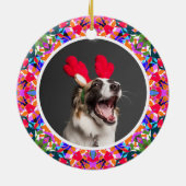 カスタム写真クリスマスペットドッグキャットメモリアル セラミックオーナメント (裏面)