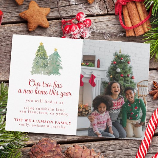 カスタム写真クリスマスホリデー引越し告知 招待状