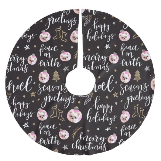 カスタム写真クリスマス休暇句書道 ブラッシュドポリエステルツリースカート (正面)