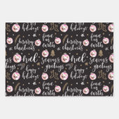 カスタム写真クリスマス休暇句書道 ラッピングペーパーシート (正面3)