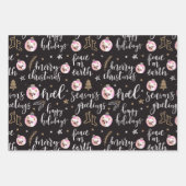 カスタム写真クリスマス休暇句書道 ラッピングペーパーシート (正面)