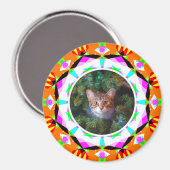 カスタム写真クリスマス猫ママ母ママパパオレンジピンク マグネット (正面/裏面)