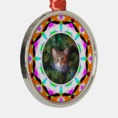 カスタム写真クリスマス猫ママ母ママパパオレンジピンク メタルオーナメント (右)