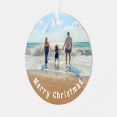 カスタム写真クリスマス装飾家族の贈り物 メタルオーナメント (正面左)