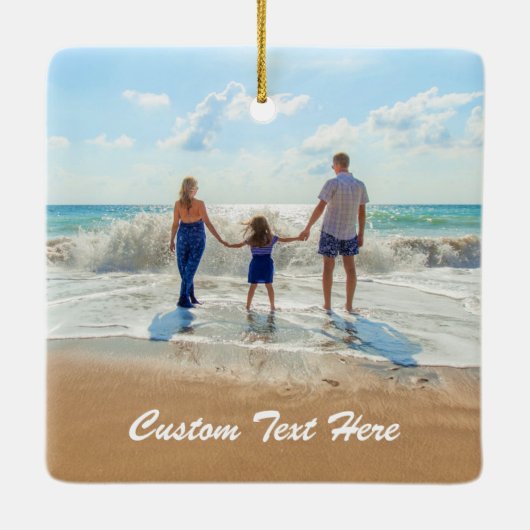 カスタム写真クリスマス飾りギフトと文字 セラミックオーナメント (裏面)