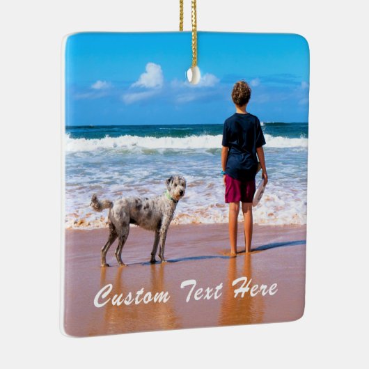 カスタム写真クリスマス飾りペット写真 セラミックオーナメント (右)