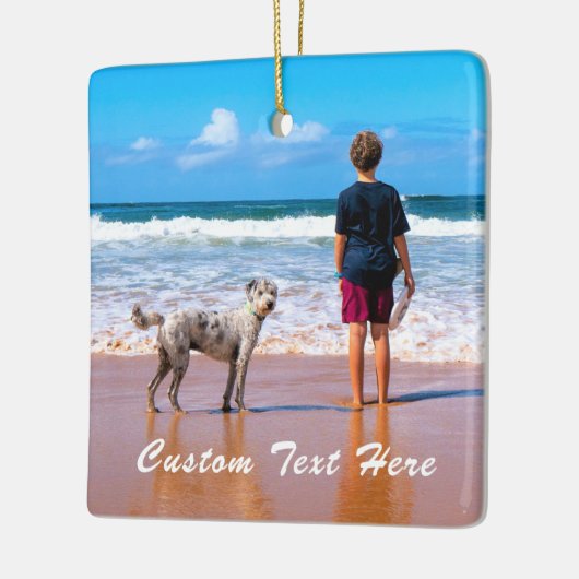 カスタム写真クリスマス飾りペット写真 セラミックオーナメント (左)