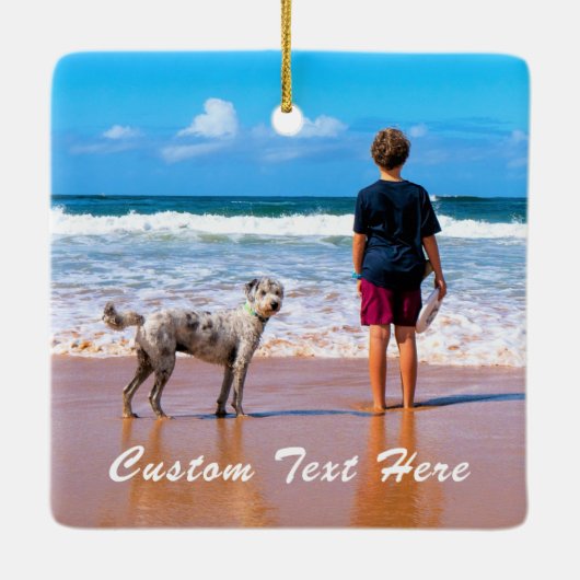 カスタム写真クリスマス飾りペット写真 セラミックオーナメント (裏面)