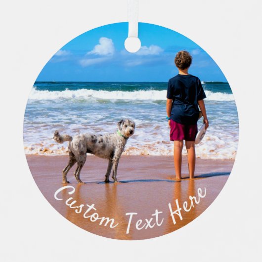カスタム写真クリスマス飾りペット写真 メタルオーナメント (正面)